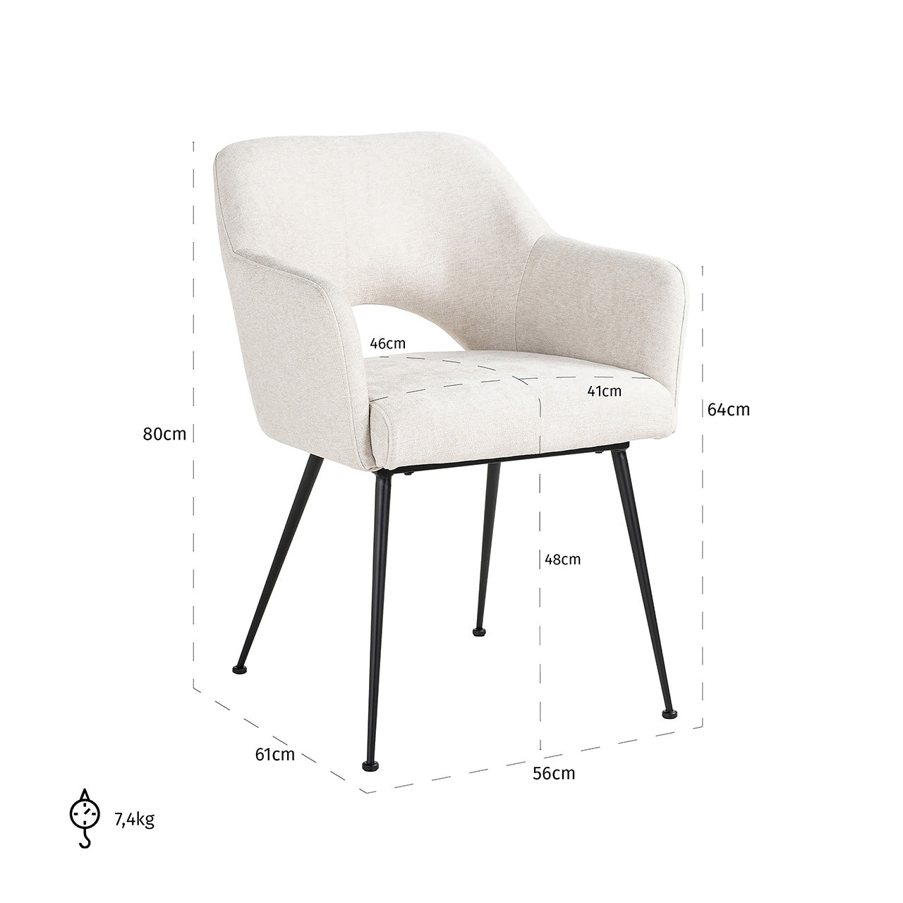 Stoel Jenthe nature giulia brandvertragend (FR-Giulia 01 nature)