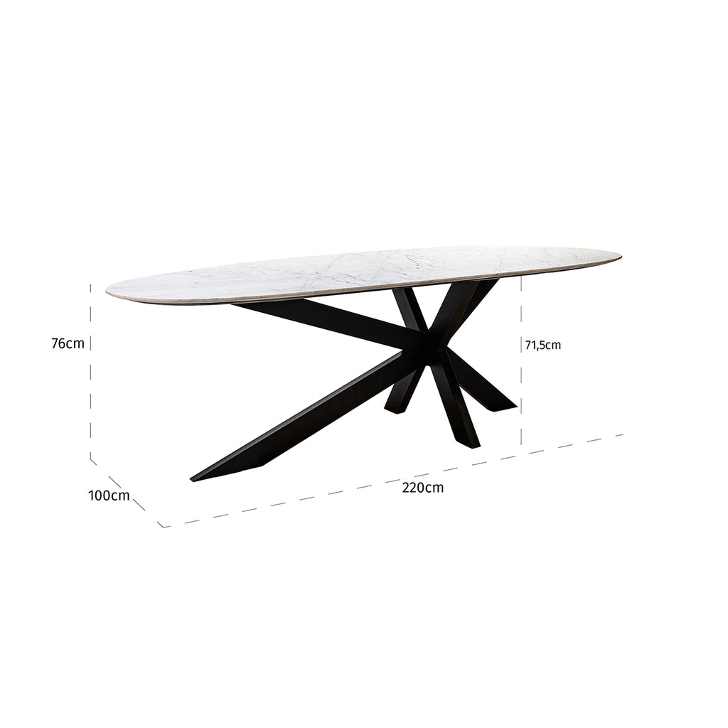 Eettafel Trocadero wit (Zwart/wit)