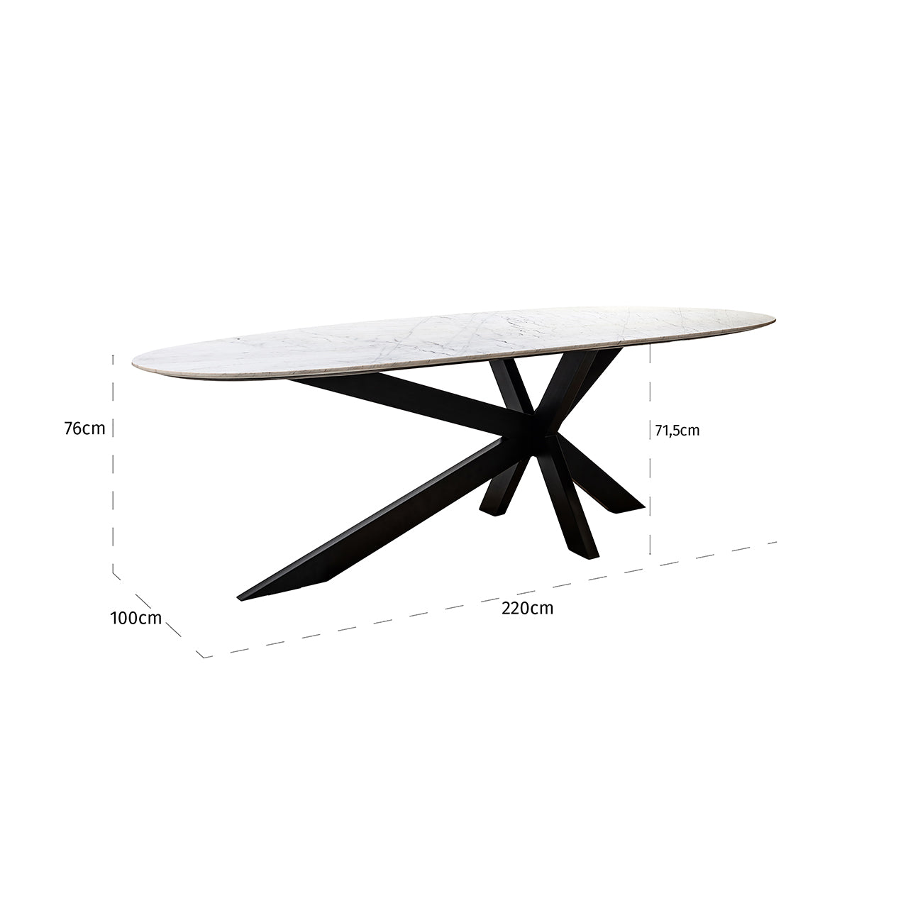 Eettafel Trocadero wit (Zwart/wit)