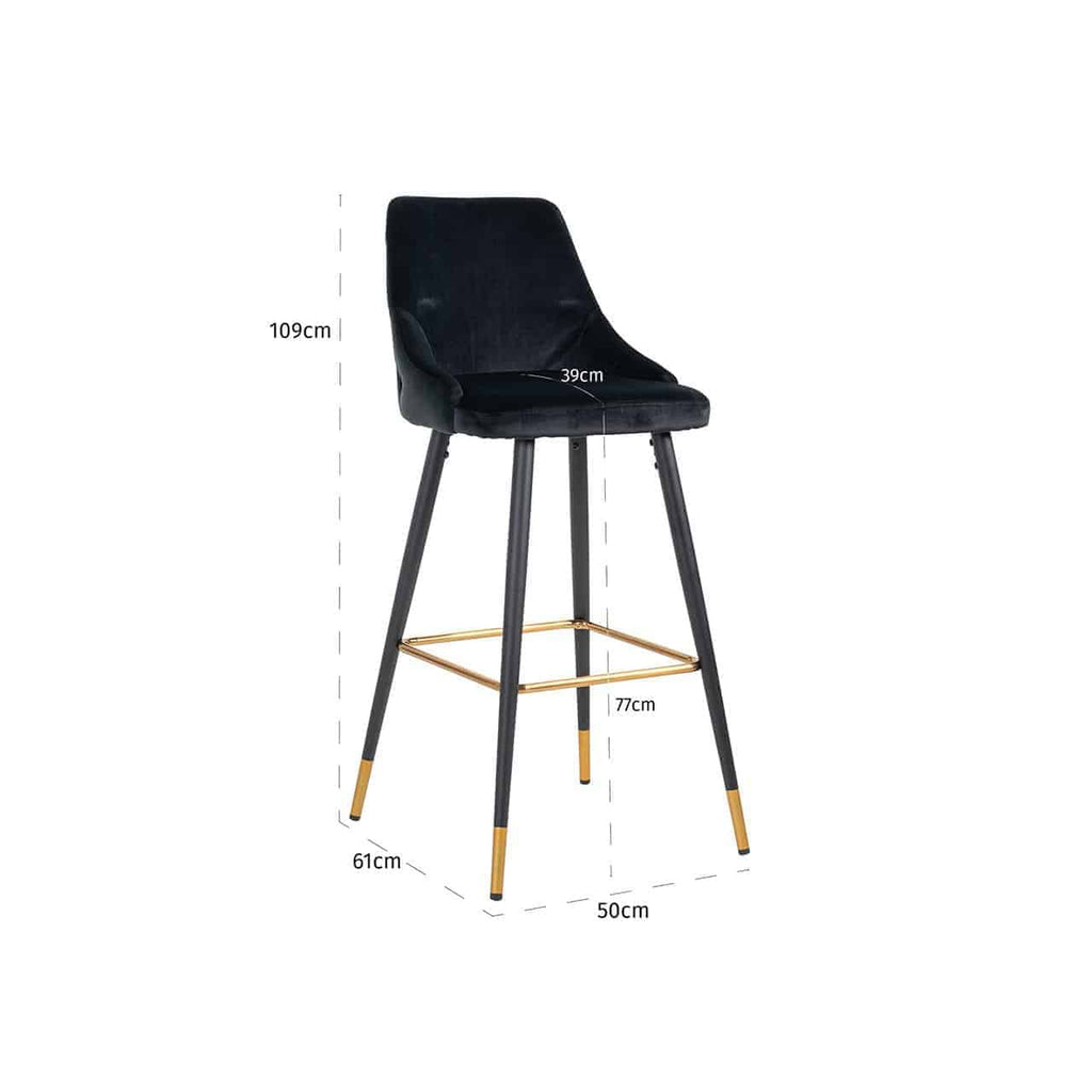 Barstoel Imani zwart fluweel (Quartz Black 800)