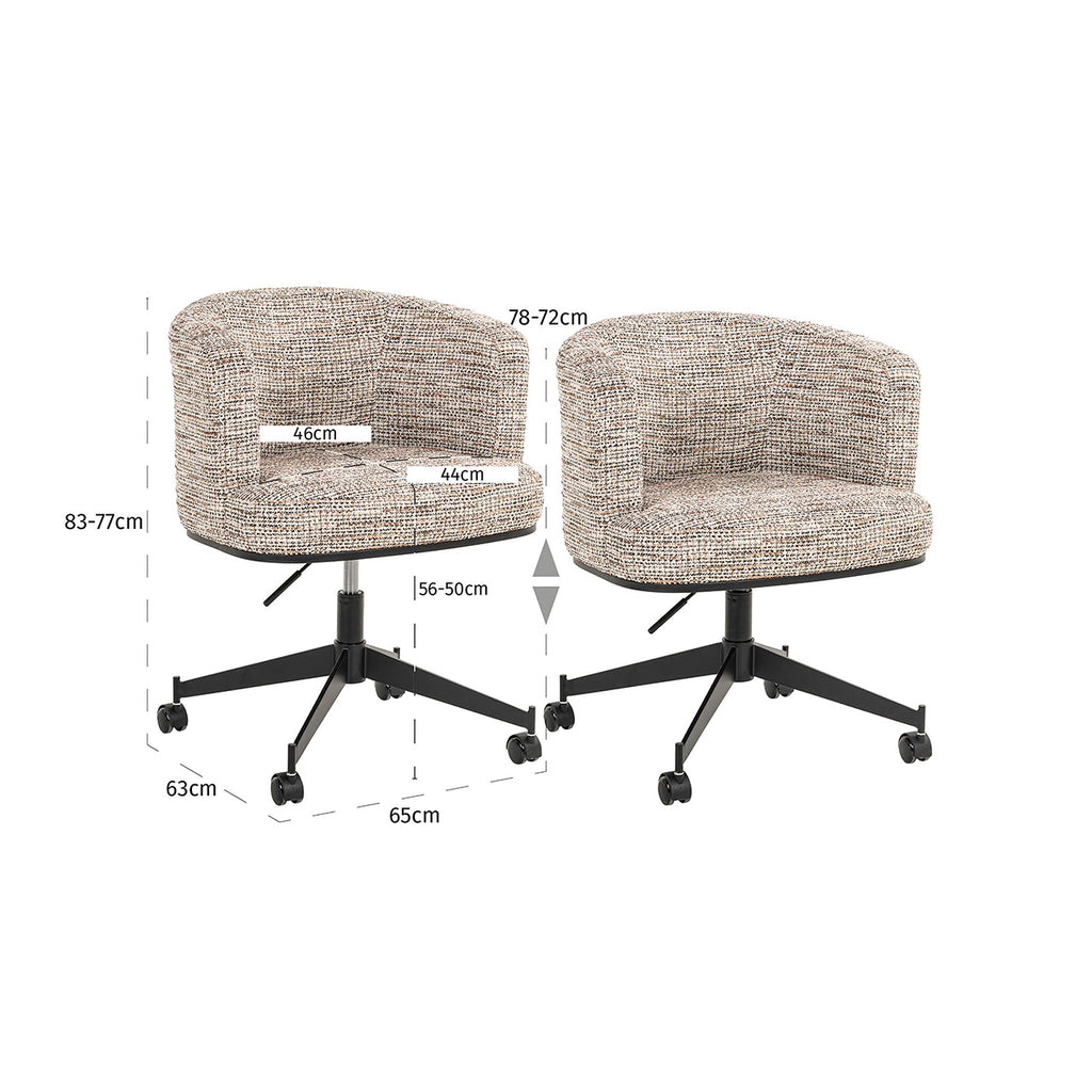 Draaistoel Rochenne met wielen trendy nature (Be Trendy 01 Nature)