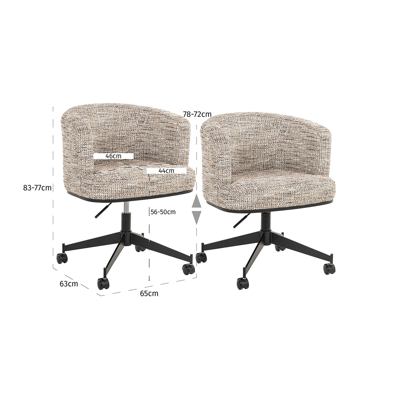 Draaistoel Rochenne met wielen trendy nature (Be Trendy 01 Nature)
