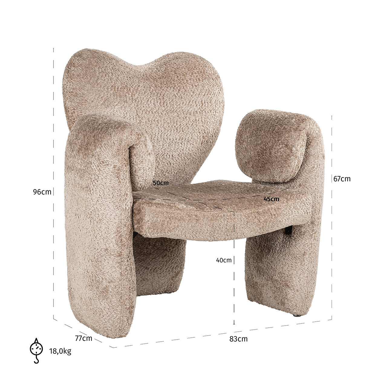 Fauteuil Didi natuurlijke schapenvacht (Schapenvacht 01 natuur)
