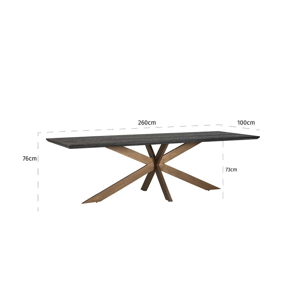 Eettafel Blackbone messing 260 (Zwart rustiek)
