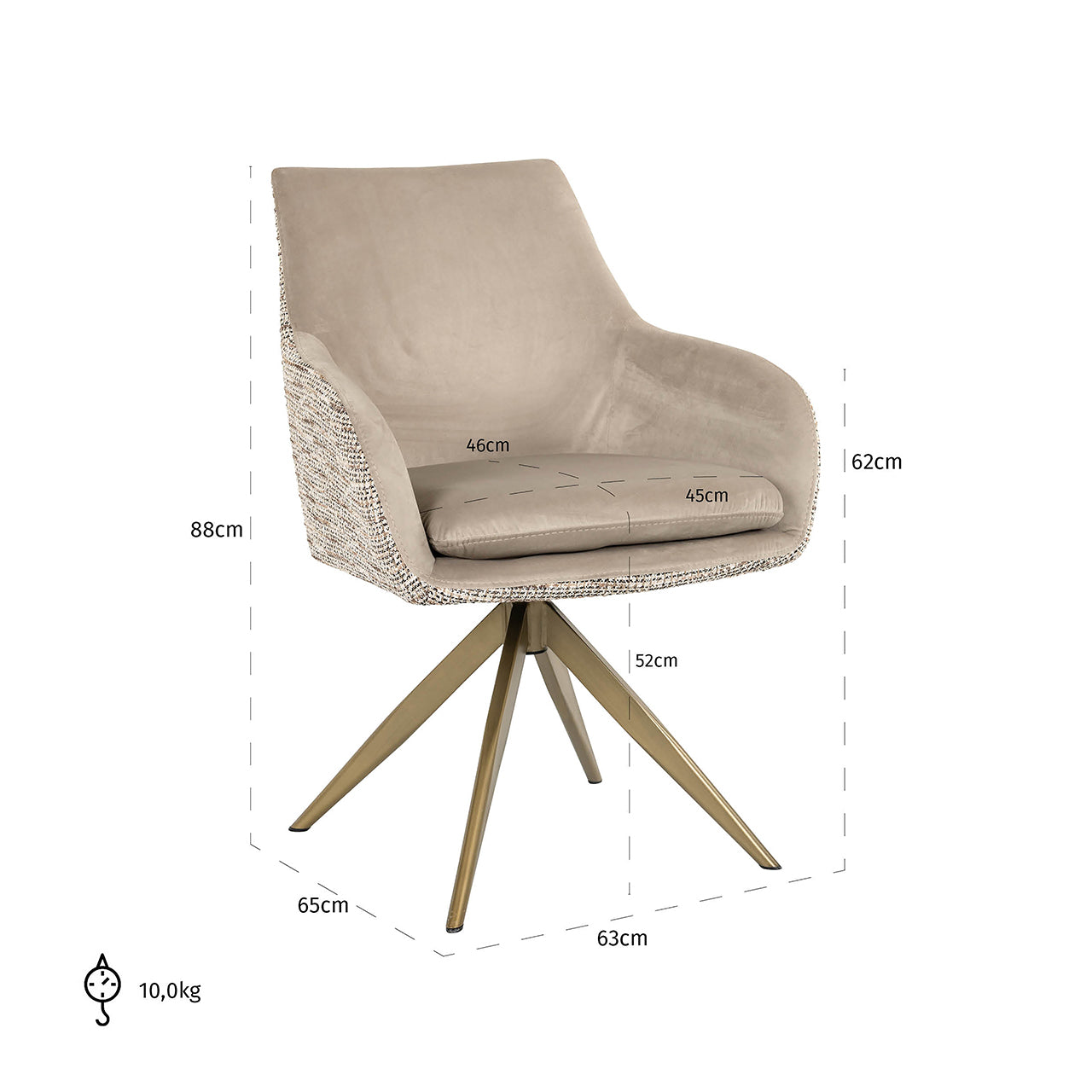 Draaistoel Lisonne be trendy nature / khaki fluweel (Be Trendy 01 Nature)