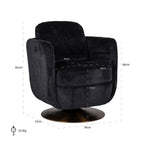 Draaifauteuil Turner zwart chenille (Bergen 809 zwart chenille)