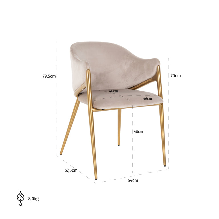 Stoel Gwen khaki fluweel brandvertragend (FR-Quartz 903 Khaki)