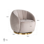 Draaifauteuil Jago khaki fluweel / geborsteld goud (Quartz Khaki 903)