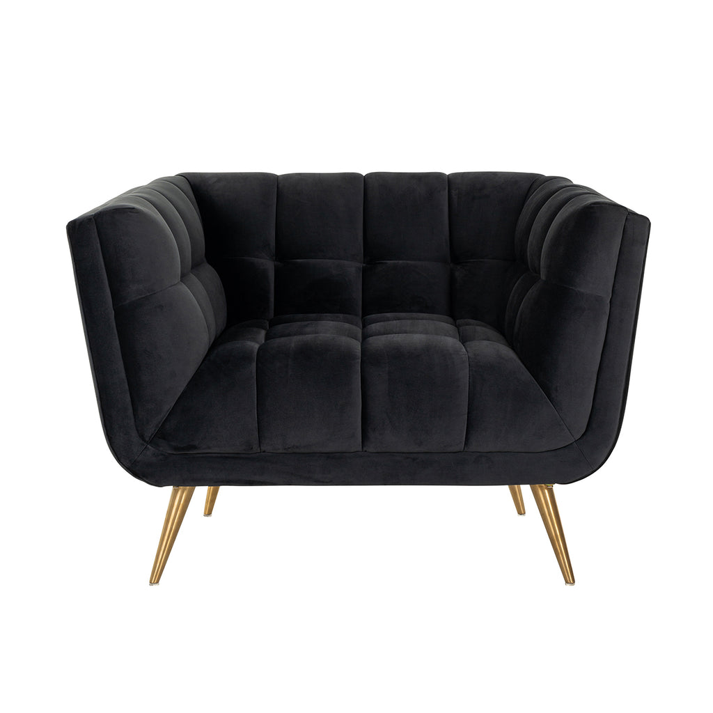 Fauteuil Huxley Antraciet fluweel / Geborsteld goud (Quartz Antraciet 801)