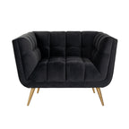 Fauteuil Huxley Antraciet fluweel / Geborsteld goud (Quartz Antraciet 801)
