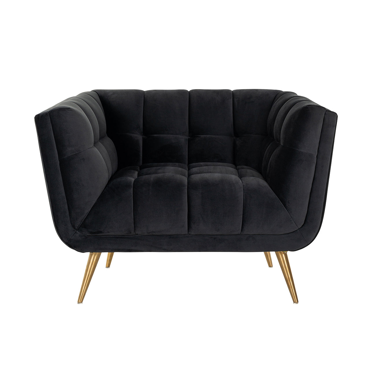 Fauteuil Huxley Antraciet fluweel / Geborsteld goud (Quartz Antraciet 801)