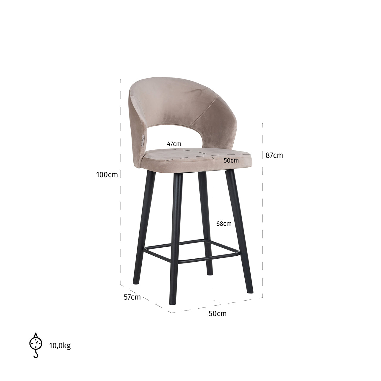 Counterstoel Savoy khaki fluweel (Quartz Khaki 903)