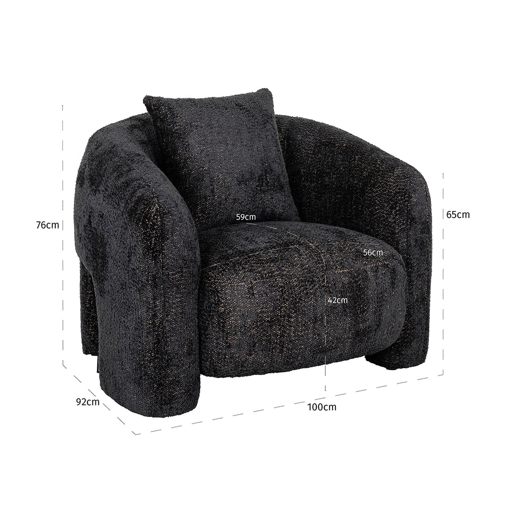Fauteuil Milania lovely zwart (Be Lovely 17 Zwart)