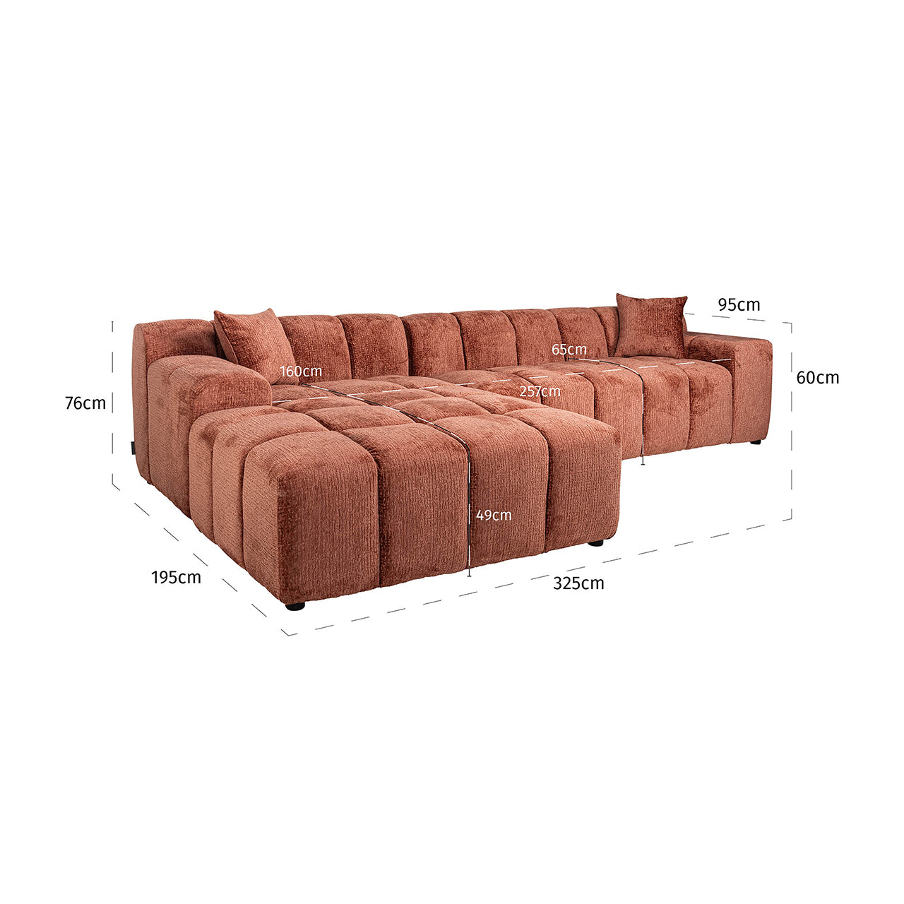 Bank Cube 3-zits + lounge links (Fusion 92 Blush)
