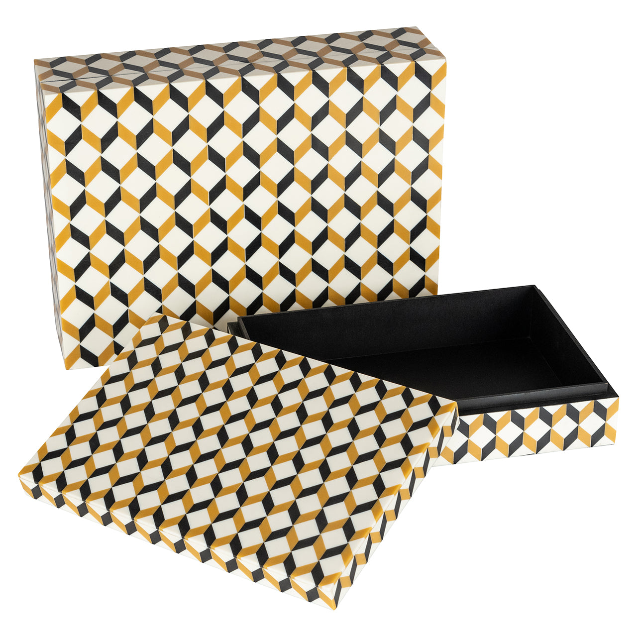 Opbergbox Frences set van 2 (Zwart/goud)