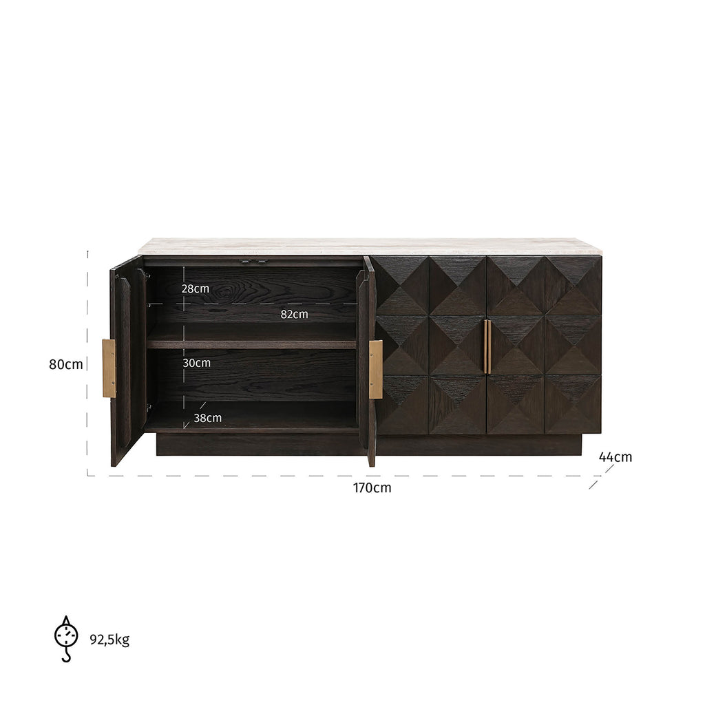 Dressoir Claremont 4-deurs (Bruin)