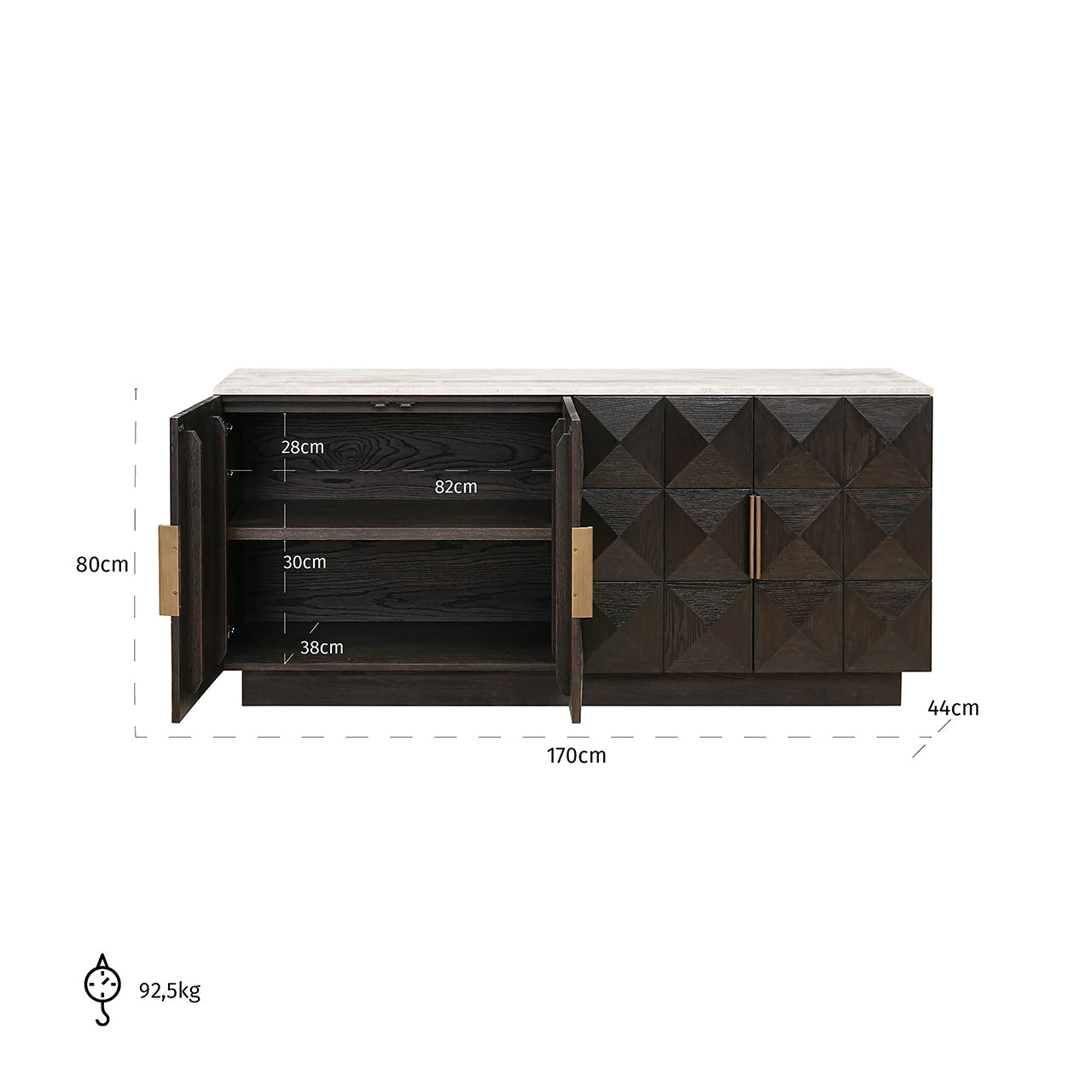 Dressoir Claremont 4-deurs (Bruin)