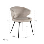 Stoel Xandra khaki fluweel (Quartz Khaki 903)