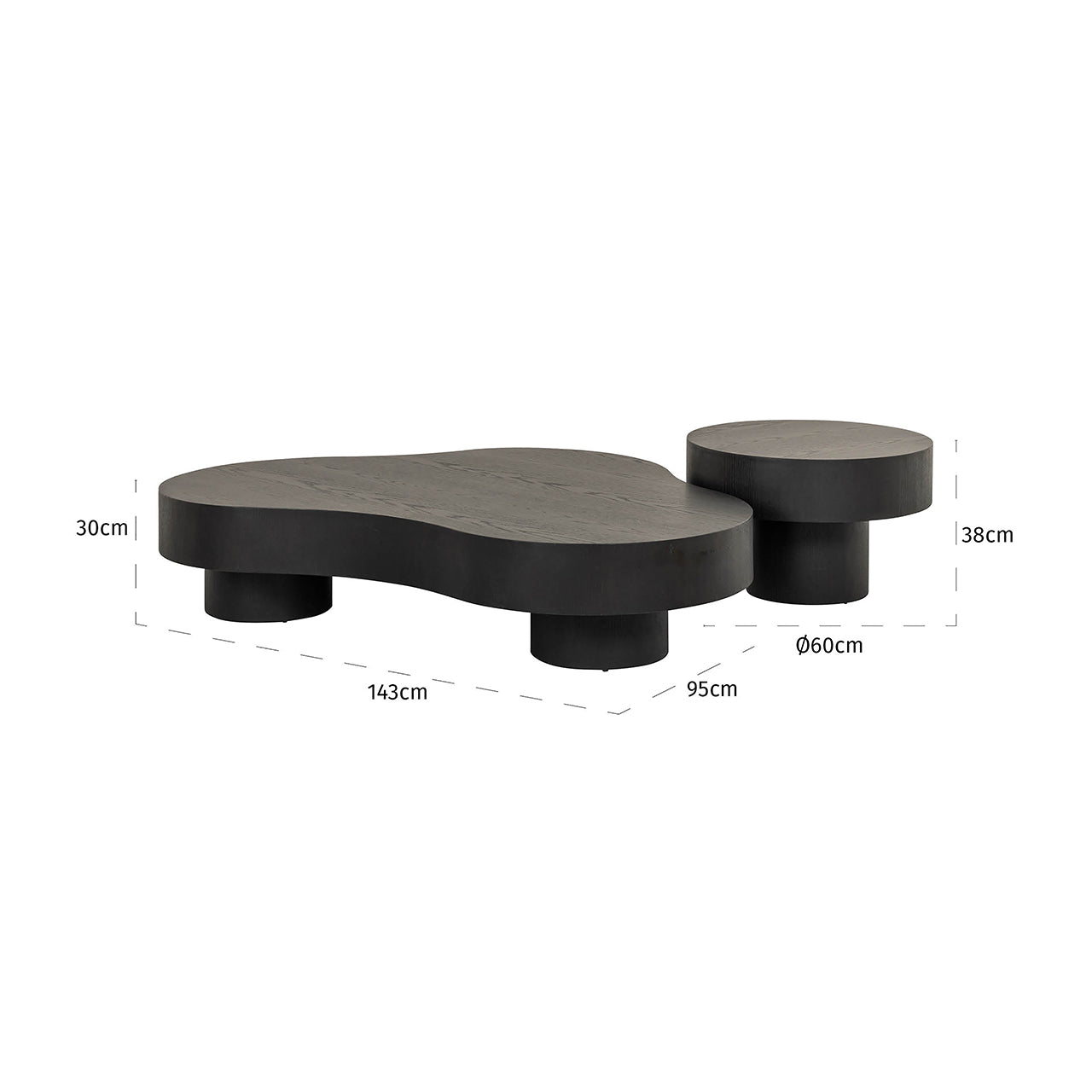 Salontafel Bogor set van 2 donker koffie (Donker koffie)