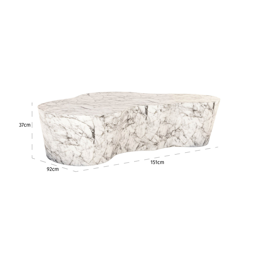 Salontafel Rockyard faux wit marmer indoor/outdoor (Wit)