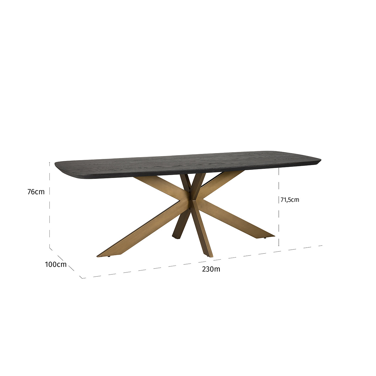 Eettafel Cambon 230 Deens ovaal (Donker koffie)
