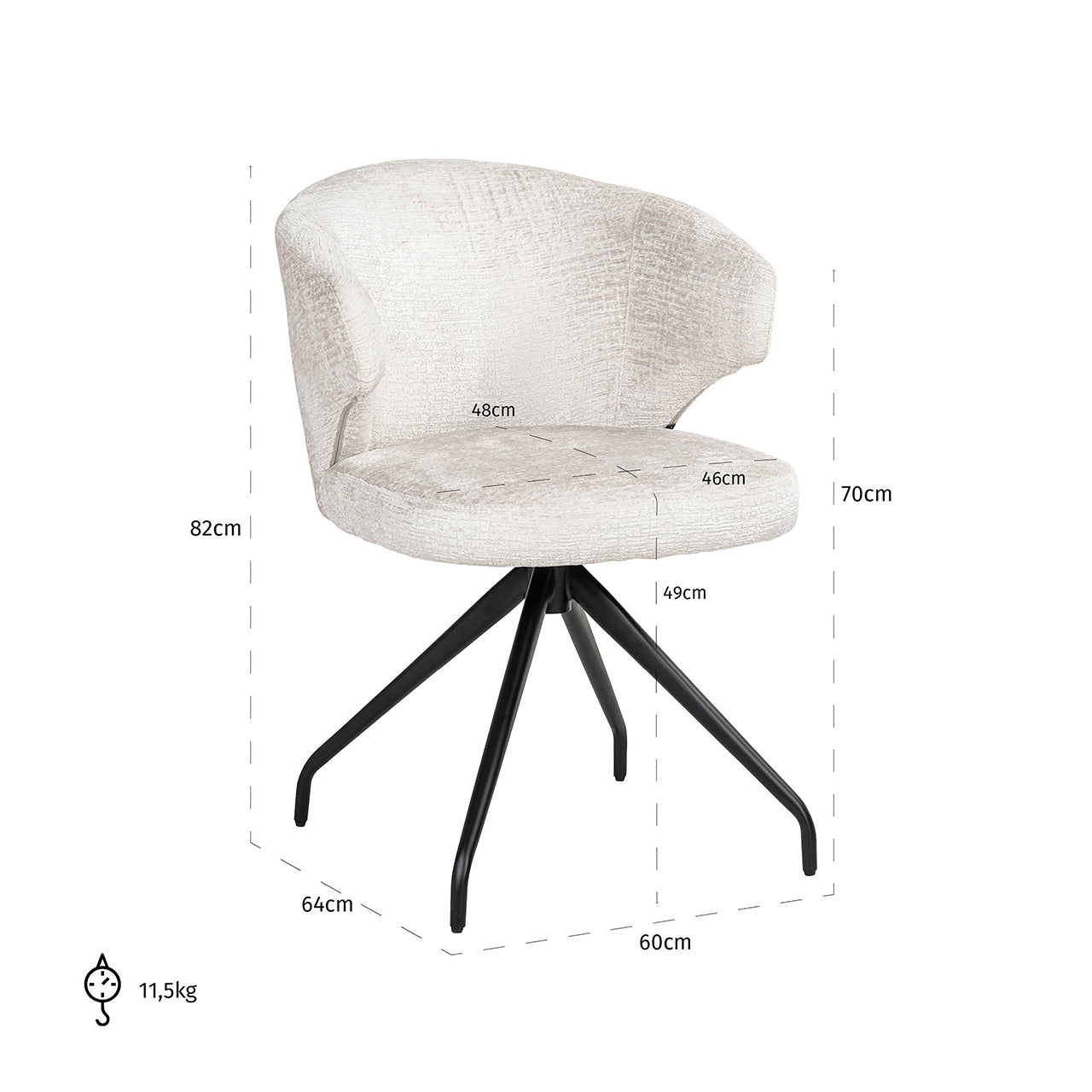Draaistoel Milly crème fusion (Fusion crème 02)