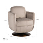 Draaifauteuil Turner khaki fluweel brandvertragend (FR-Quartz 903 Khaki)