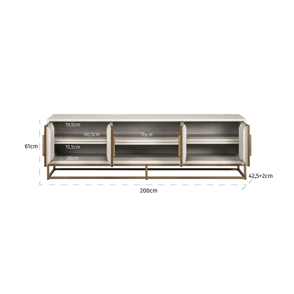 TV-meubel Whitebone messing 4-deuren 200 (Verona Grijs)