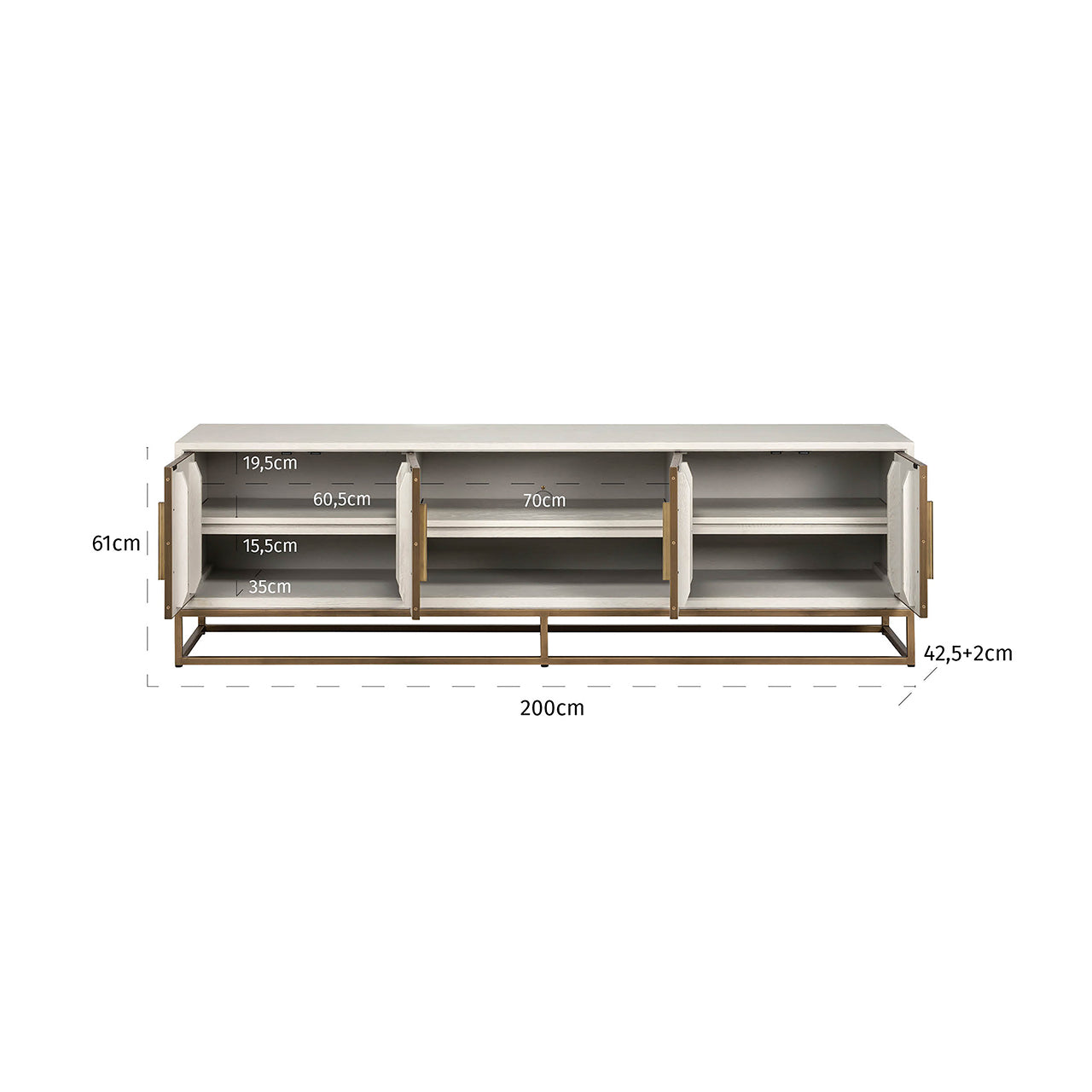 TV-meubel Whitebone messing 4-deuren 200 (Verona Grijs)