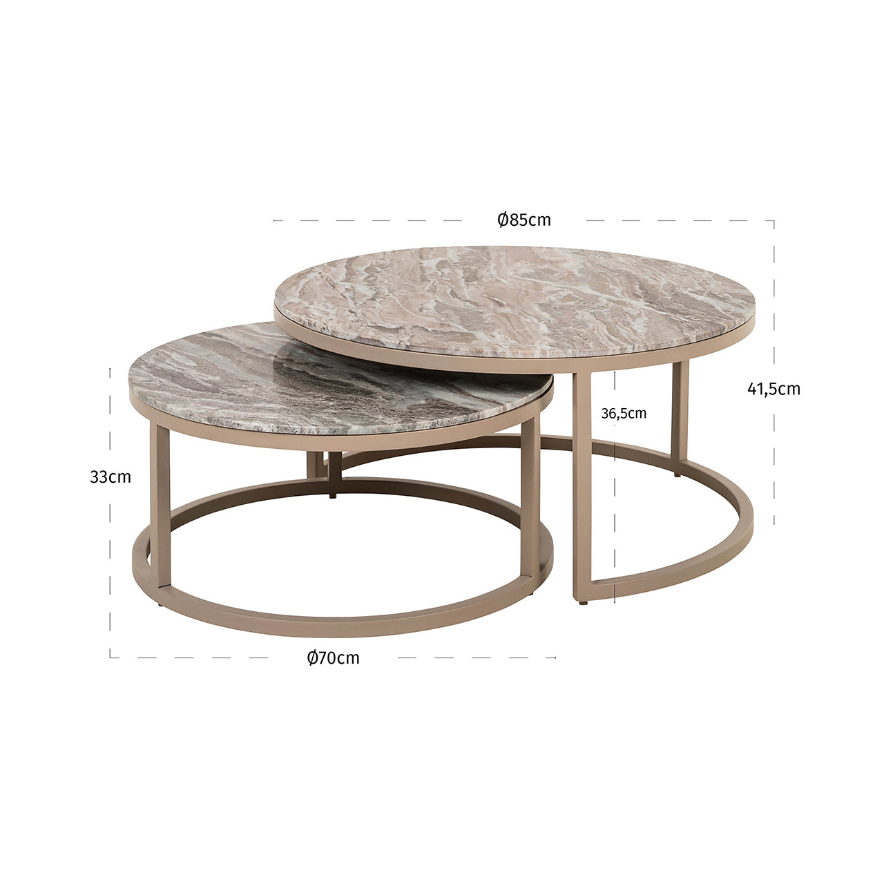 Salontafel Fairfax set van 2 (Stone)