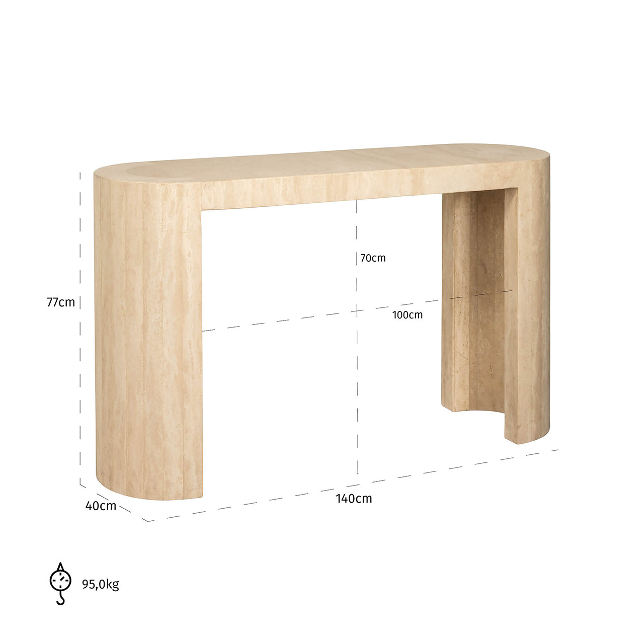 Wandtafel Biltmore Italiaans beige Travertijn (Beige)