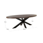 Eettafel Watson bruin 235 incl. spiderpoot zwart (Donkerbruin)