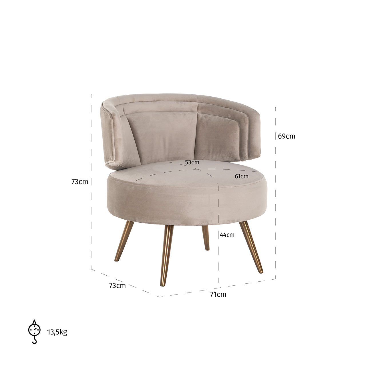 Fauteuil Hazel khaki fluweel brandvertragend (FR-Quartz 903 Khaki)