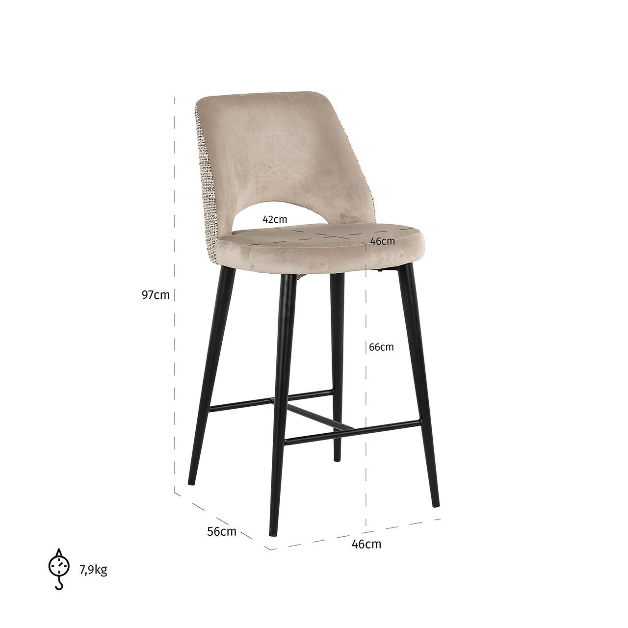 Counterstoel Tabitha trendy nature / quartz khak1 fire ret (Wees Trendy 01 Nature)
