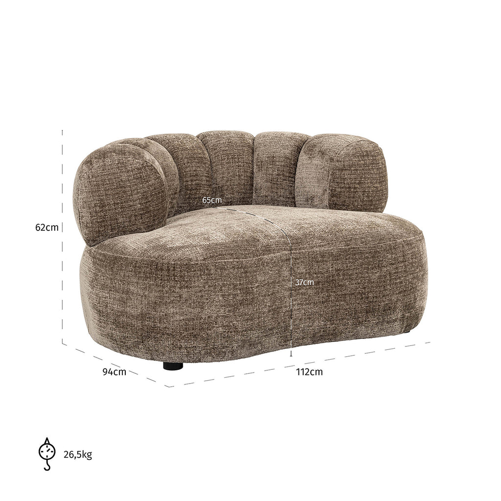 Fauteuil Penelope steen brandvertragend (Niagara 104 Stone Chenille)