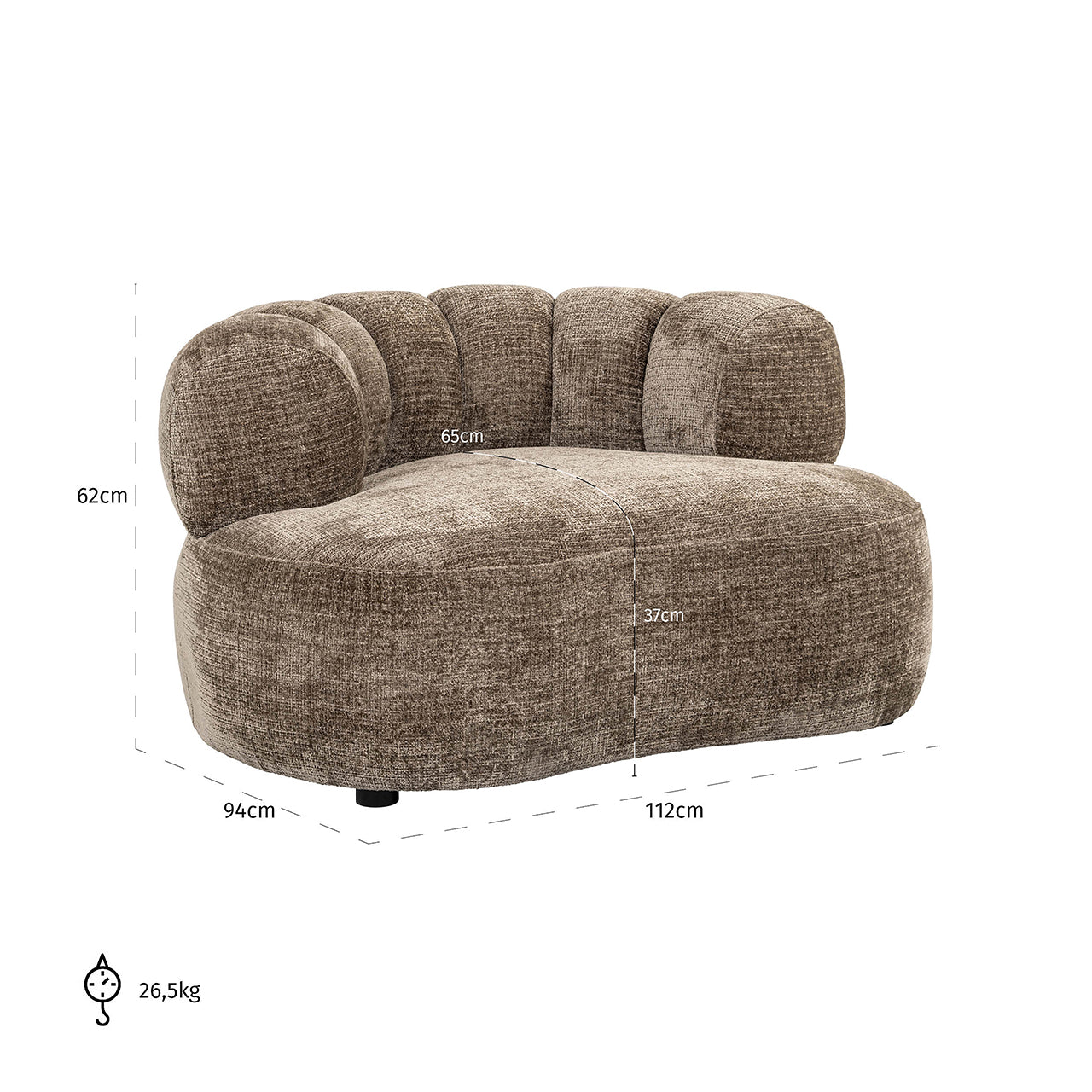 Fauteuil Penelope steen brandvertragend (Niagara 104 Stone Chenille)