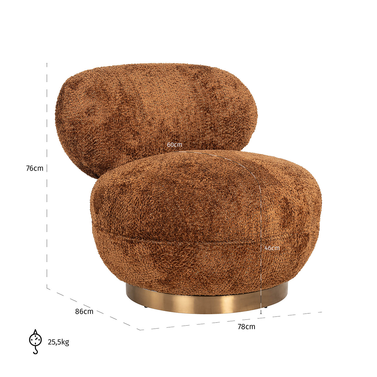 Draaifauteuil Jace Lovely kaneel (Be Lovely 603 Kaneel)