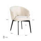 Stoel Amphara wit chenille brandvertragend (FR-Bergen 900 wit chenille)