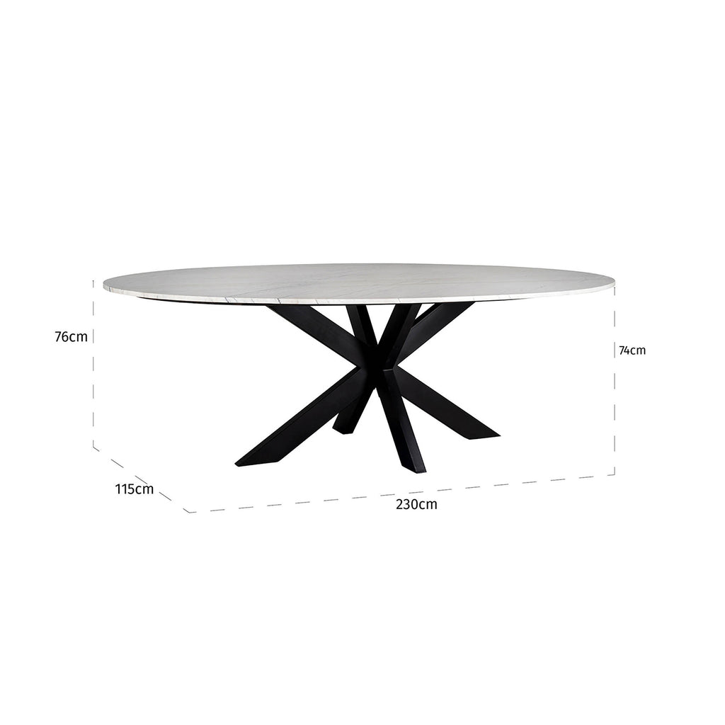 Eettafel Lexington ovaal 230 (Wit)