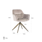 Draaistoel Aline khaki fluweel brandvertragend (FR-Quartz 903 Khaki)