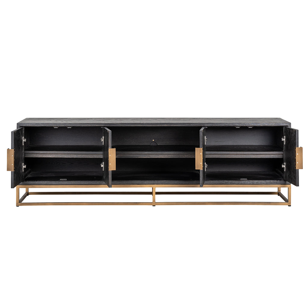 TV-meubel Blackbone messing 4-deuren 200 (Zwart rustiek)