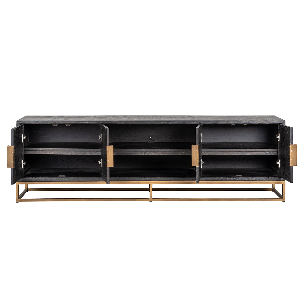 TV-meubel Blackbone messing 4-deuren 200 (Zwart rustiek)