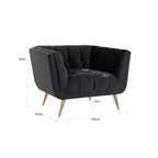 Fauteuil Huxley Antraciet fluweel / Geborsteld goud (Quartz Antraciet 801)