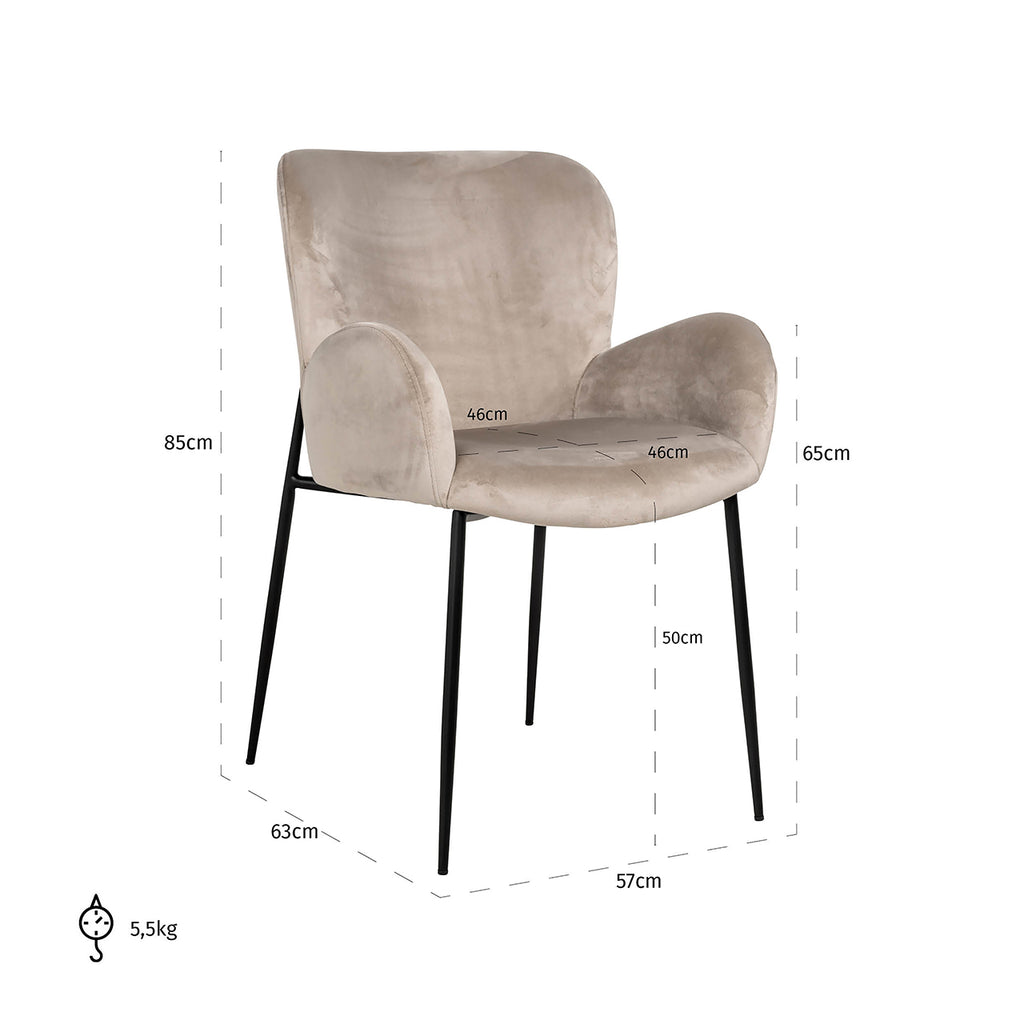 Stoel Amber khaki fluweel brandvertragend (FR-Quartz 903 Khaki)