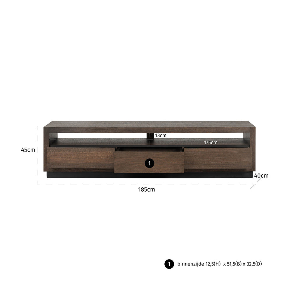TV-meubel Oakura 3 laden (Bruin)