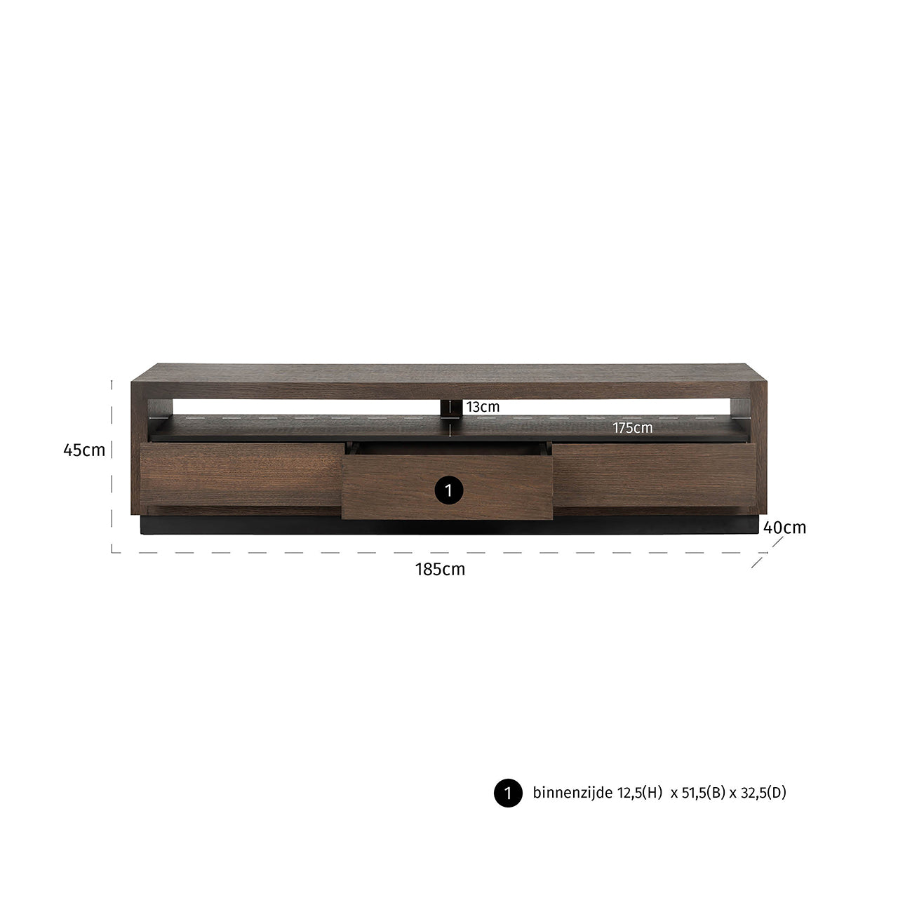 TV-meubel Oakura 3 laden (Bruin)