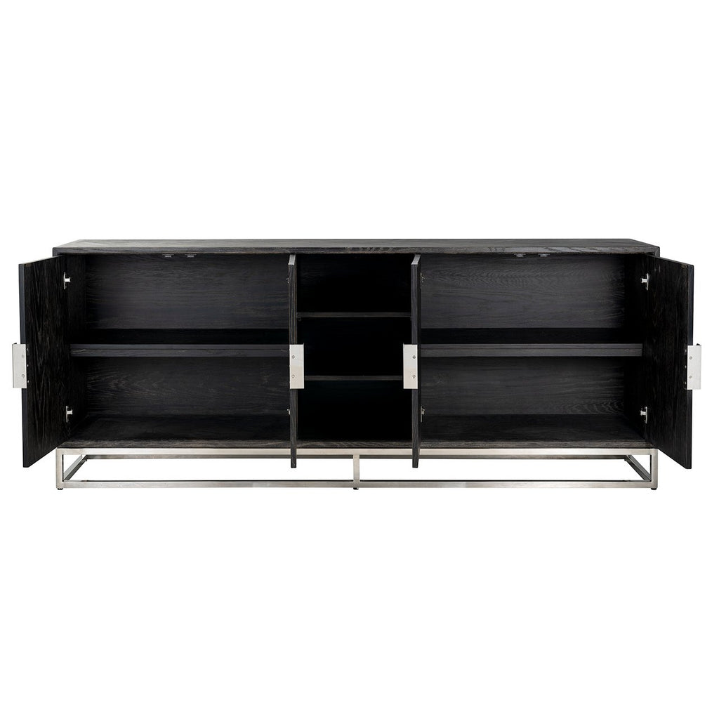 Dressoir Blackbone zilver 4-deuren + open vak (Zwart rustiek)