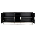 Dressoir Blackbone zilver 4-deuren + open vak (Zwart rustiek)
