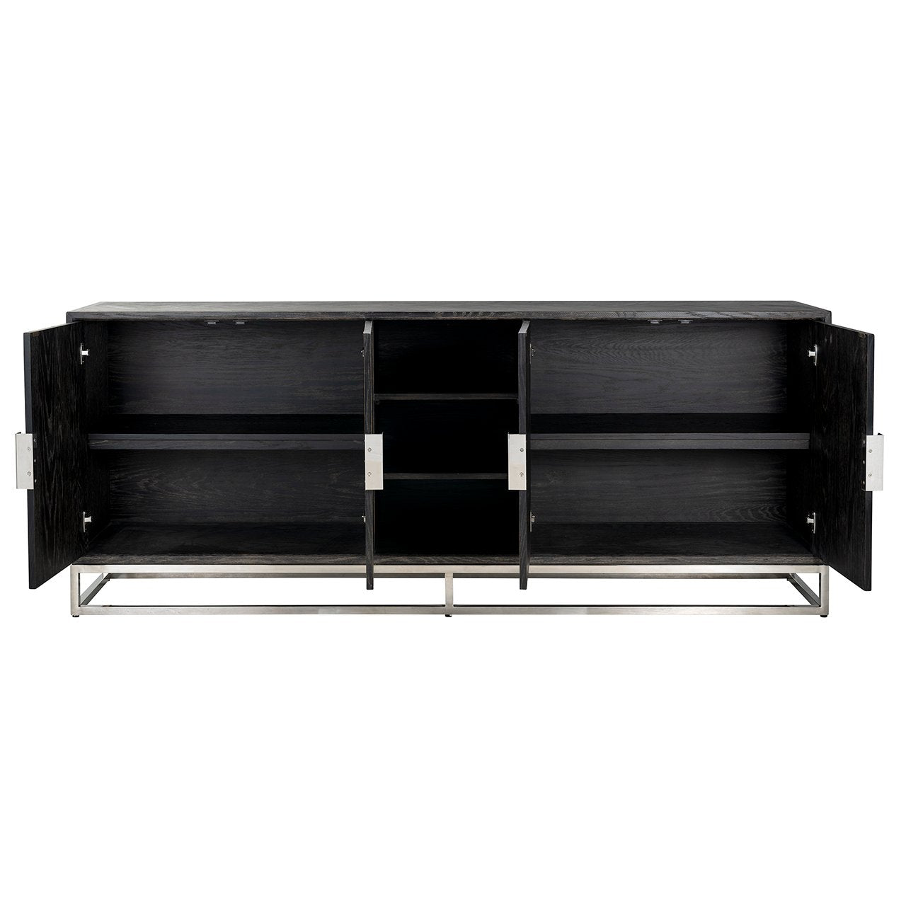 Dressoir Blackbone zilver 4-deuren + open vak (Zwart rustiek)