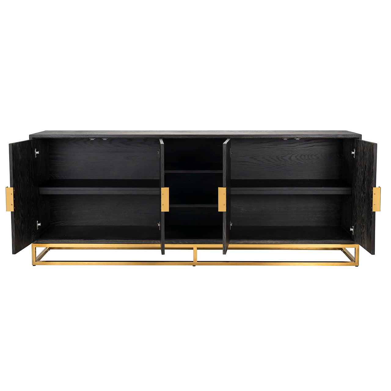 Dressoir Blackbone goud 4 deuren + open vak (Zwart rustiek)